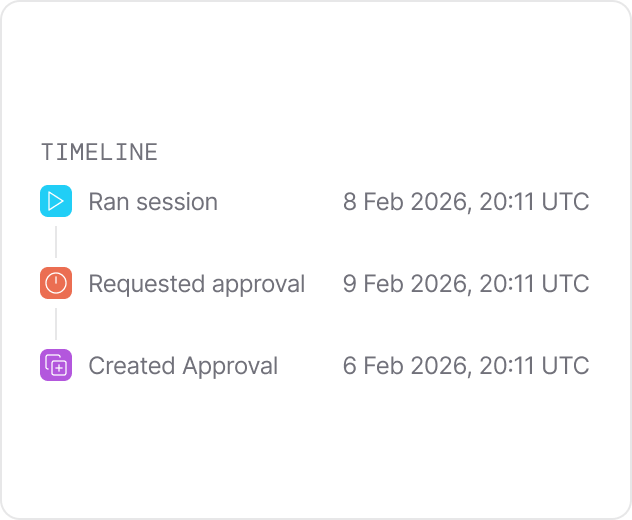 An approval timeline showing a run waiting on a requested approval